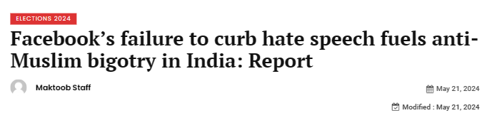 Maktoob: Facebook's failure to curb hate speech fuels anti-Muslim bigotry in India: Report