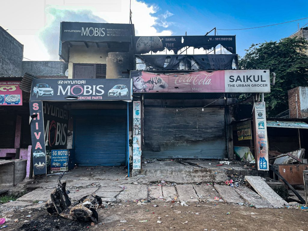 Shops of Muslims were set ablaze during the communal violence in Sohna, Haryana. Photo: Meer Faisal.